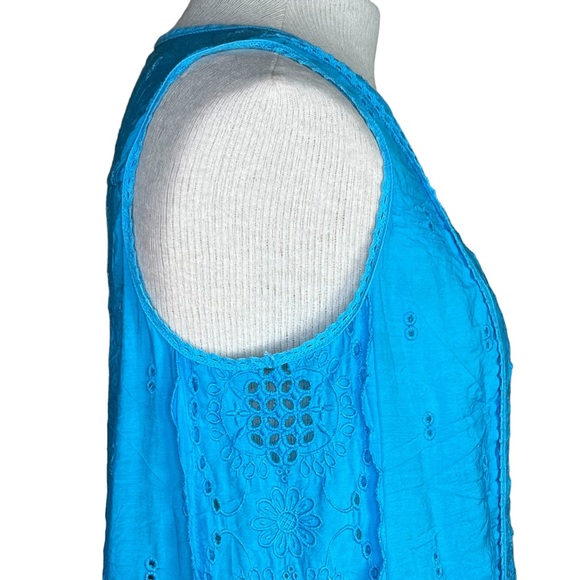 V Cristina Sleeveless Eyelet Bamboo Blend Tunic With Scalloped Hem Medium - Picture 4 of 15